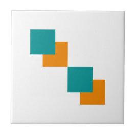 Azulejo De Cerâmica Mínimos quadrados de Teal e Tangarina