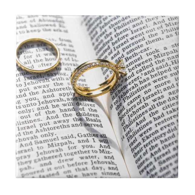 Azulejo De Cerâmica Ministério da bíblia de casamento cristão (Frente)