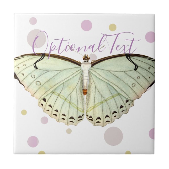 Azulejo De Cerâmica Mint Green Beauterfly (Frente)