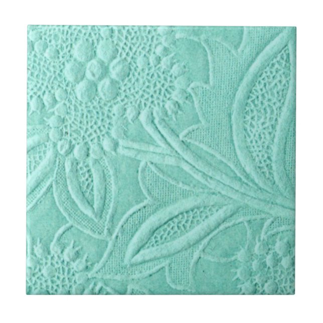 Azulejo De Cerâmica Mint Green Floral (Frente)