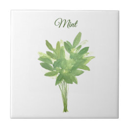 Azulejo De Cerâmica Mint Herb Greenery Kitchen Culinária Chic Verde