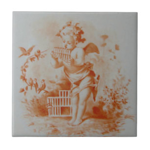 Azulejo De Cerâmica Minton Cherub Playing Pan Pipes para Aves #2 Repro