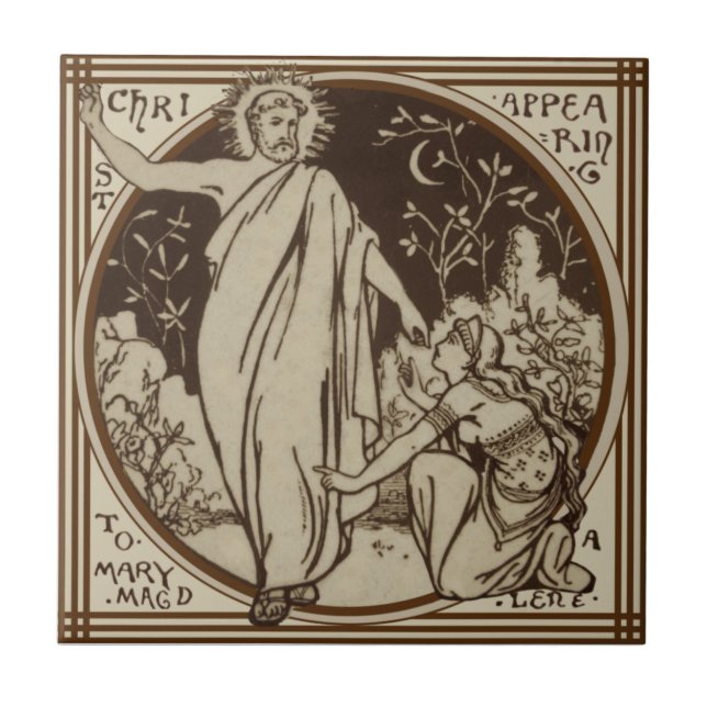 Azulejo De Cerâmica Minton "Cristo Aparente a Mary Magdalene" Repro (Frente)