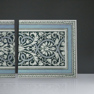Azulejo De Cerâmica Mintons UK Clássico Padrão Floral Grego Azul