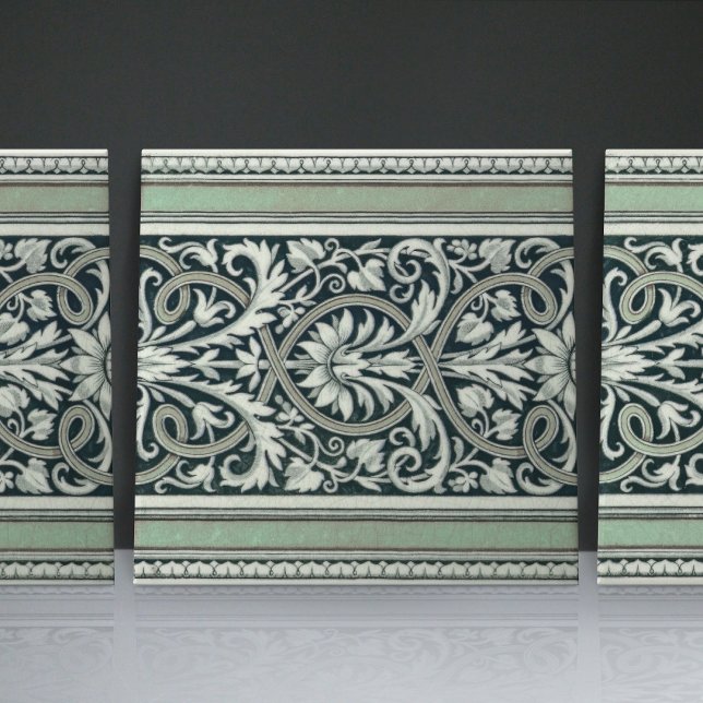Azulejo De Cerâmica Mintons UK Clássico Padrão Floral Grego Verde (Criador carregado)