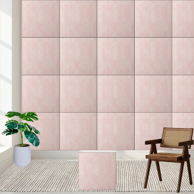 Azulejo De Cerâmica Minúsculo moderno - Esmagador - Escorregado - Geom (Modern Minimalist Blush Pink Geometric Ceramic Tile)