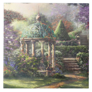 Azulejo De Cerâmica Miradouro cercado por flores