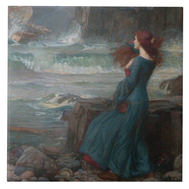Azulejo De Cerâmica Miranda (por John William Waterhouse) (Frente)