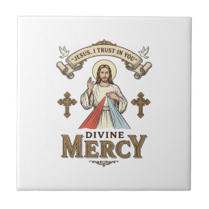 Azulejo De Cerâmica Misericórdia Divina Jesus Gravura Vintage Camisa R