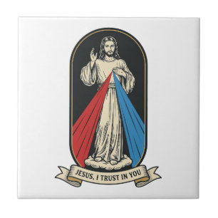 Azulejo De Cerâmica Misericórdia Divina Jesus Vintage