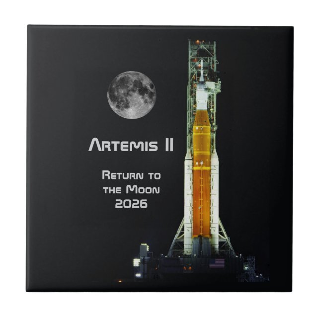 Azulejo De Cerâmica Missão Artemis II na Lua (Frente)