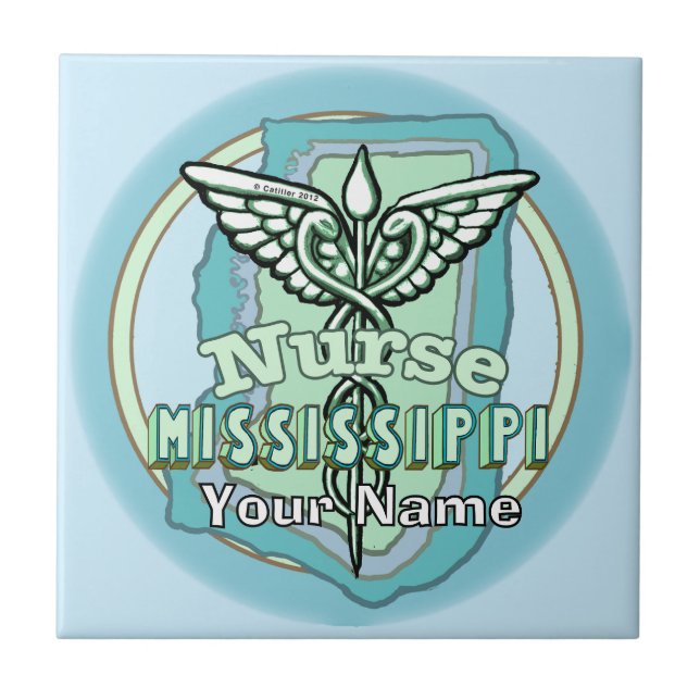 Azulejo De Cerâmica Mississippi Nurse Caduceus Tile (Frente)