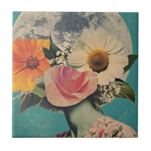 Azulejo De Cerâmica Mistério florescente debaixo da lua