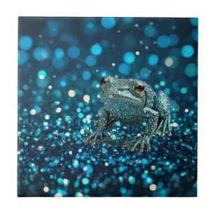 Azulejo De Cerâmica Mística do Sapo azul no boque azul