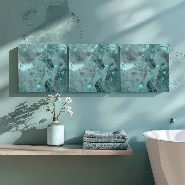 Azulejo De Cerâmica Misty Marble Abstract Pattern Dark Teal ID705a (Criador carregado)