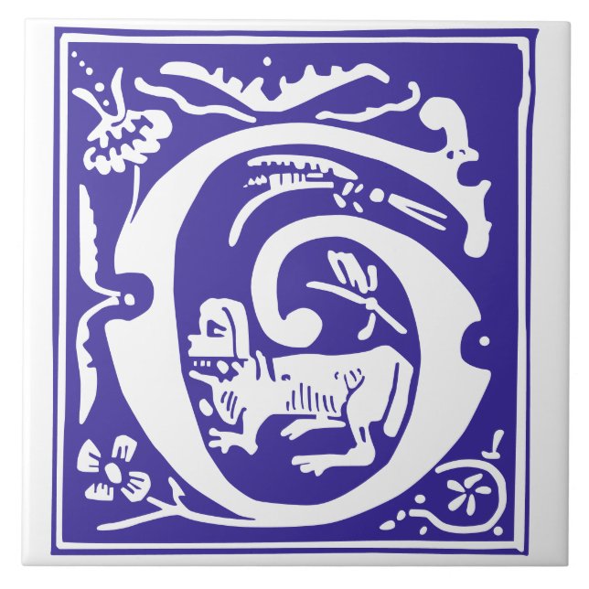 Azulejo De Cerâmica Mítica do século XVI cria Capital Decorativo G (Frente)