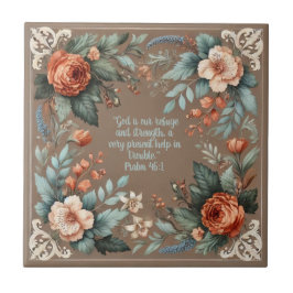 Azulejo De Cerâmica Mocha Floral Bíblia Verso Personalizável