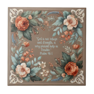 Azulejo De Cerâmica Mocha Floral Bíblia Verso Personalizável