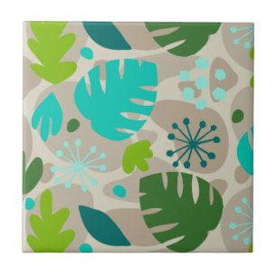 Azulejo De Cerâmica Mod Monstera Leaf Abstrato havaiano Tropical - Leg