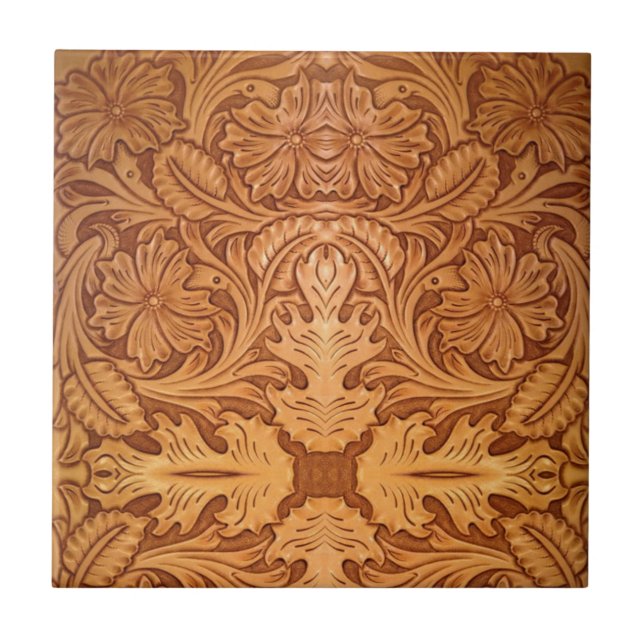 Azulejo De Cerâmica Moda russa marrom do cowboy couro ocidental (Frente)