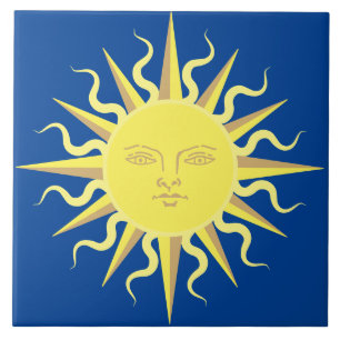 Azulejo De Cerâmica Modelo de face solar flamejante