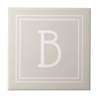 Azulejo De Cerâmica Modelo de Inicial Monogramada Moderna Bege Marrom