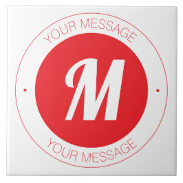 Azulejo De Cerâmica Modelo de Monograma e Texto Circular Personalizáve