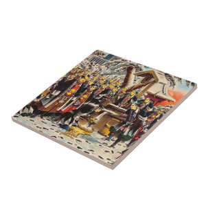 Azulejo De Cerâmica Modelo de pintura histórico clássico de Japão