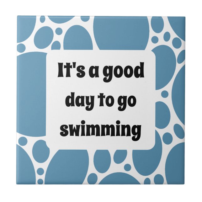 Azulejo De Cerâmica Modelo de texto e padrão azul (Frente)