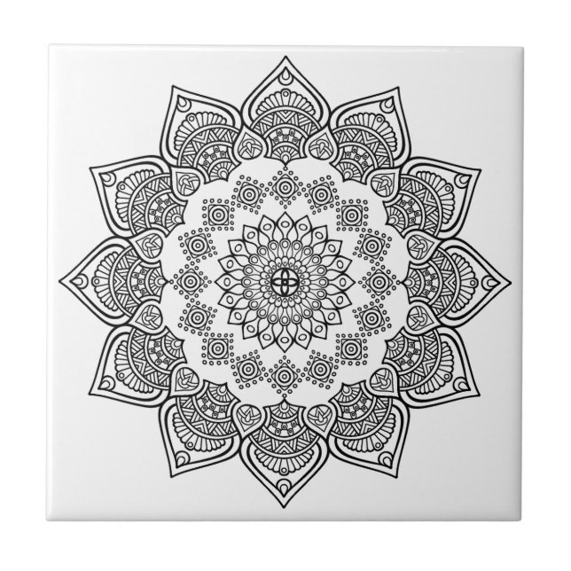 Azulejo De Cerâmica Modelo Geométrico Preto e Branco (Frente)