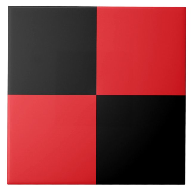 Azulejo De Cerâmica Modern Black and Red Checkered Ceramic Tile (Frente)