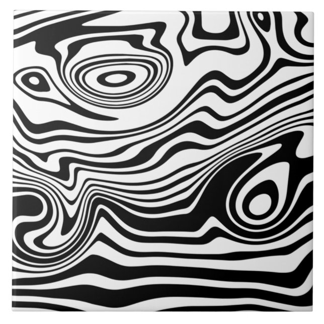 Azulejo De Cerâmica Modern Boho Black and White Pattern Strips Animal (Frente)