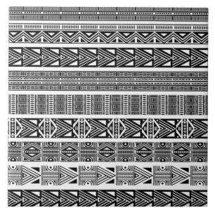Azulejo De Cerâmica Modern Boho Black and White Pattern Strips Cerâmi