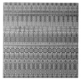 Azulejo De Cerâmica Modern Boho Black and White Pattern Strips Doodles
