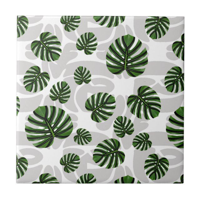 Azulejo De Cerâmica Modern Boho Botanical Leaves Pattern (Frente)