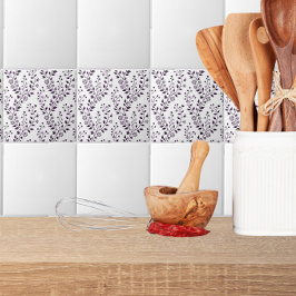 Azulejo De Cerâmica Modern Boho Floral Pattern Plum White