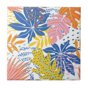 Azulejo De Cerâmica Modern Boho Tropical Selle Palm Folaves