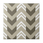 Azulejo De Cerâmica Modern Brown, Beige, White Chevron Pattern<br><div class="desc">Ceramic tile featuring zig zag chevron pattern in brown,  beige and white color scheme.</div>
