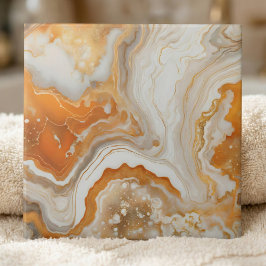Azulejo De Cerâmica Modern Burnt Orange and Gold Liquid Marble Agate