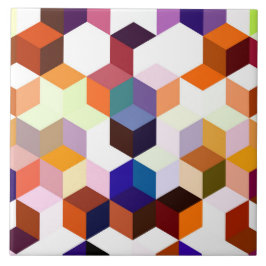 Azulejo De Cerâmica Modern Colorful 3d Cubes and Hexagons pattern