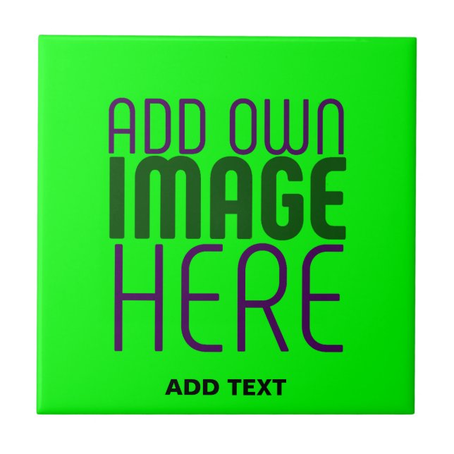 AZULEJO DE CERÂMICA   MODERN EDITABLE NEON GREEN IMAGE TEXT TEMPLATE (Frente)