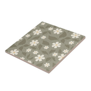 Azulejo De Cerâmica Modern Farmhouse Daisy Tons Olive e Terra Silencia