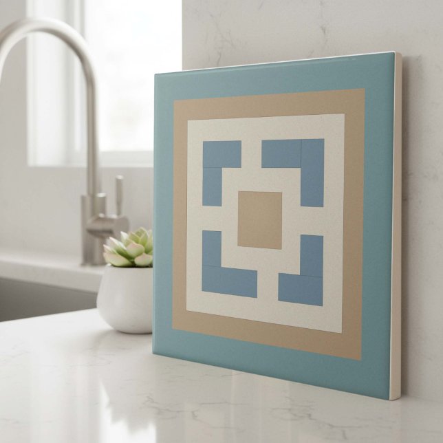 Azulejo De Cerâmica Modern Geometric Abstract Pat#11 Teal ID1192 (Criador carregado)