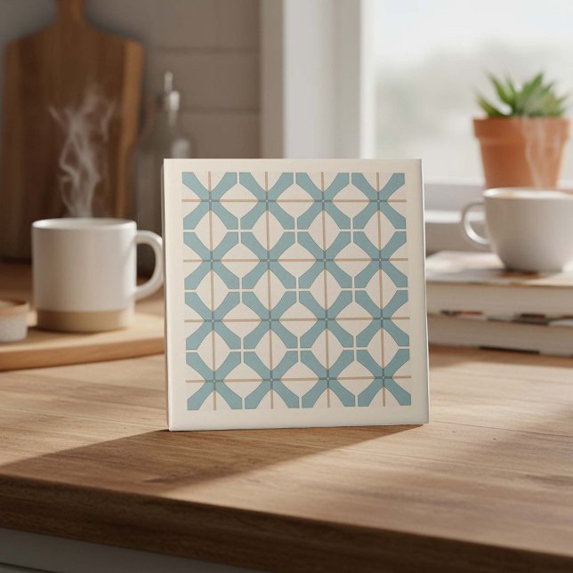 Azulejo De Cerâmica Modern Geometric Abstract Pat#16 Teal ID1192 (Criador carregado)