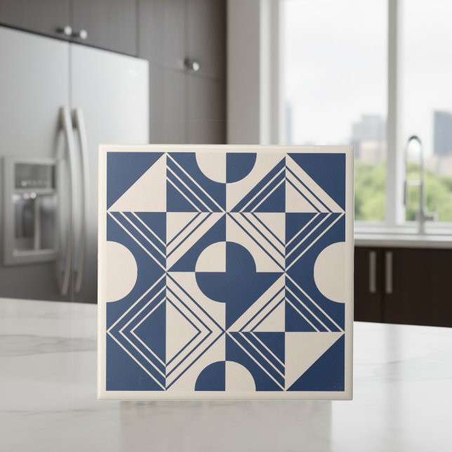 Azulejo De Cerâmica Modern Geometric Abstract Pat#5 Navy ID1192 (Criador carregado)