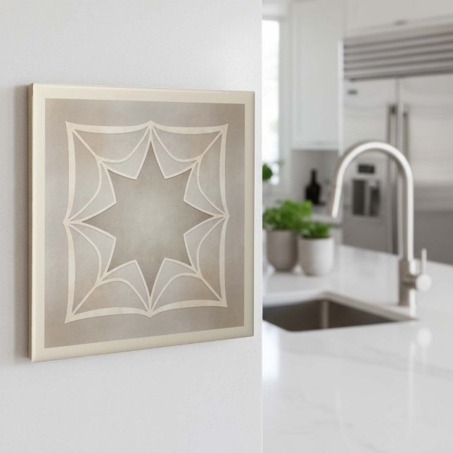 Azulejo De Cerâmica Modern Geometric Starburst Pat#28 Greige ID1192 (Criador carregado)