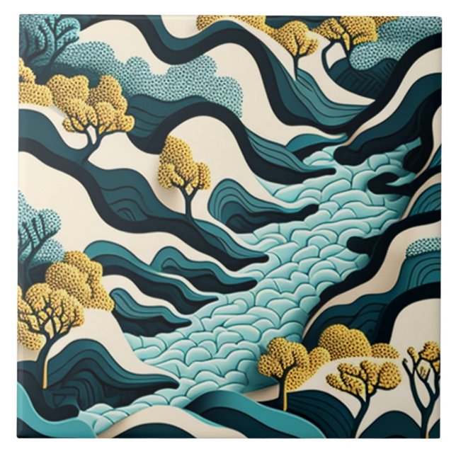 Azulejo De Cerâmica Modern Landscape (Frente)