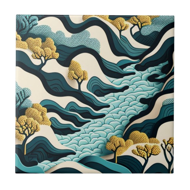 Azulejo De Cerâmica Modern Landscape (Frente)