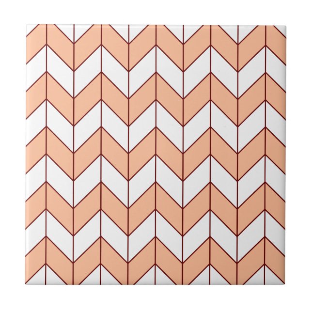 Azulejo De Cerâmica Modern Peach Burgundy Herringbone (Frente)