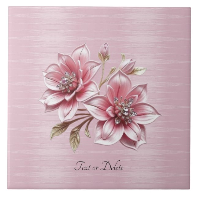 Azulejo De Cerâmica Modern Pink Flowers Ceramic Tile (Frente)